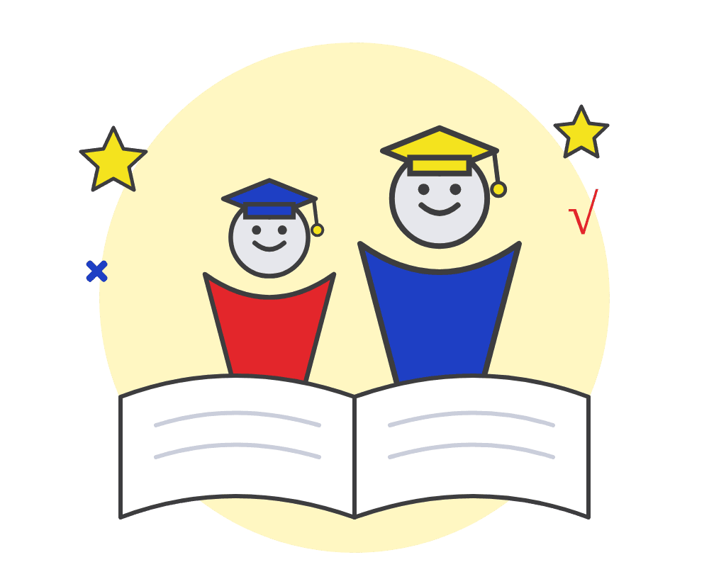 Two students reading an open book